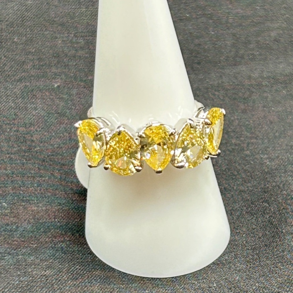 Bomb Party RG44527 Lemon Cubic Zirconia‎ Rhodium Plated Ring Size 9